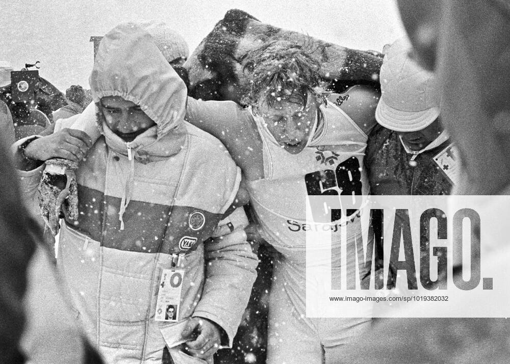 ARCHIVE 1984 02 10 Swedish cross-country skier Gunde Svan is cared for in the hallway, completely exhausted after his bronze medal race in the 30 km cross-country skiing event at the Winter Olympics in Sarajevo, Yugoslavia on 10 February 1984 Sarajevo Bosnia Hercegovina