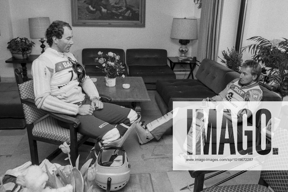 Sestriere 1986 11 29 Alpine skiing Ingemar Stenmark, Sweden and Bojan Krizaj, Yugoslavia Sestriere Italy x4x