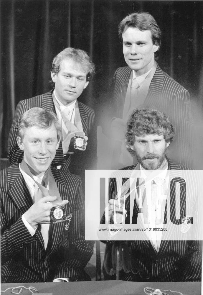 1984 Sarajevo Winter Olympics Cross-country skiing men Back row left Jan Ottosson, Benny Kohlberg Bottom row left Gunde Svan and Thomas Wassberg, cross-country skiers Sweden shows the medals after winning the relay at a press conference 1984 02 16 c TÖRNSTRÖM CALLE Aftonbladet IBL Bildbyra EXPRESSEN OUT AFTONBLADET 6581 Swedish celebrities