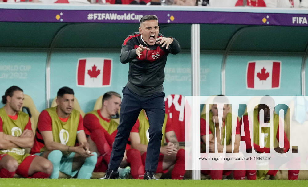 Mandatory Credit: Photo by Dave Shopland Shutterstock (13640369bg) Manager John Herdman of Canada shouts. Canada v Morocco, FIFA World Cup, WM, Weltmeisterschaft, Fussball 2022, Group F, Football, Al Thumama Stadium, Doha, Qatar - 01 Dec 2022 Editorial Use Only Canada v Morocco, FIFA World Cup 2022, Group F, Football, Al Thumama Stadium, Doha, Qatar - 01 Dec 2022 Editorial Use Only