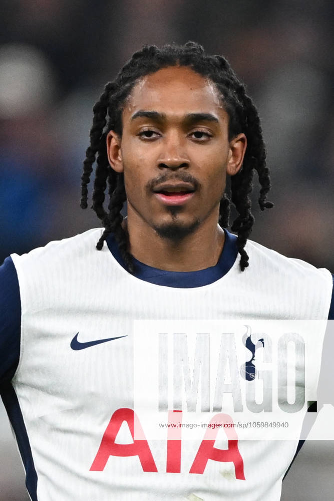 Tottenham Hotspur v AZ Alkmaar Europa League 13 03 2025. HEADSHOT Tottenham Hotspur defender Djed Spence (24) during the Europa League match between Tottenham Hotspur and AZ Alkmaar at Tottenham Hotspur Stadium, London, United Kingdom on 13 March 2025. London Tottenham Hotspur Stadium London United Kingdom Editorial use only ,