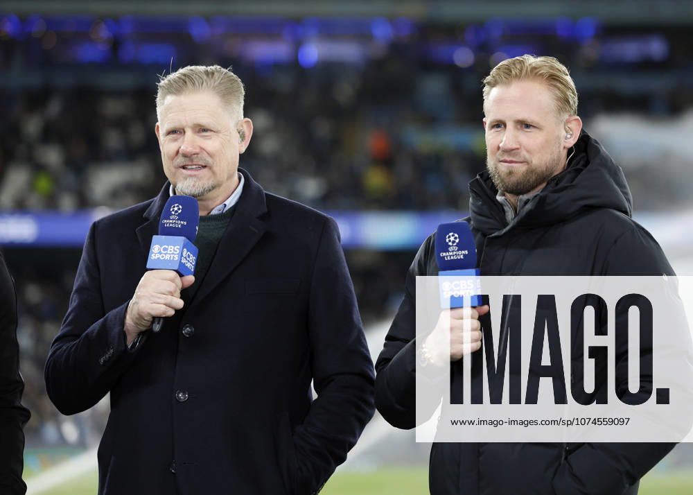 Manchester City FC v Real Madrid CF - UEFA Champions League 2025 26 Round of 16 Second Leg Peter Schmeichel & Kasper Schmeichel working for CBS sports pitchside before the UEFA Champions League 2025 26 Round of 16 Second Leg match between Manchester City FC and Real Madrid CF at City of Manchester Stadium on March 17, 2026 in Manchester, England. WARNING! This Photograph May Only Be Used For Newspaper And Or Magazine Editorial Purposes. May Not Be Used For Publications Involving 1 player, 1 Club Or 1 Competition Without Written Authorisation From Football DataCo Ltd. For Any Queries, Please Contact Football DataCo Ltd on +44 (0) 207 864 9121 Manchester City of Manchester Stadium England United Kingdom
