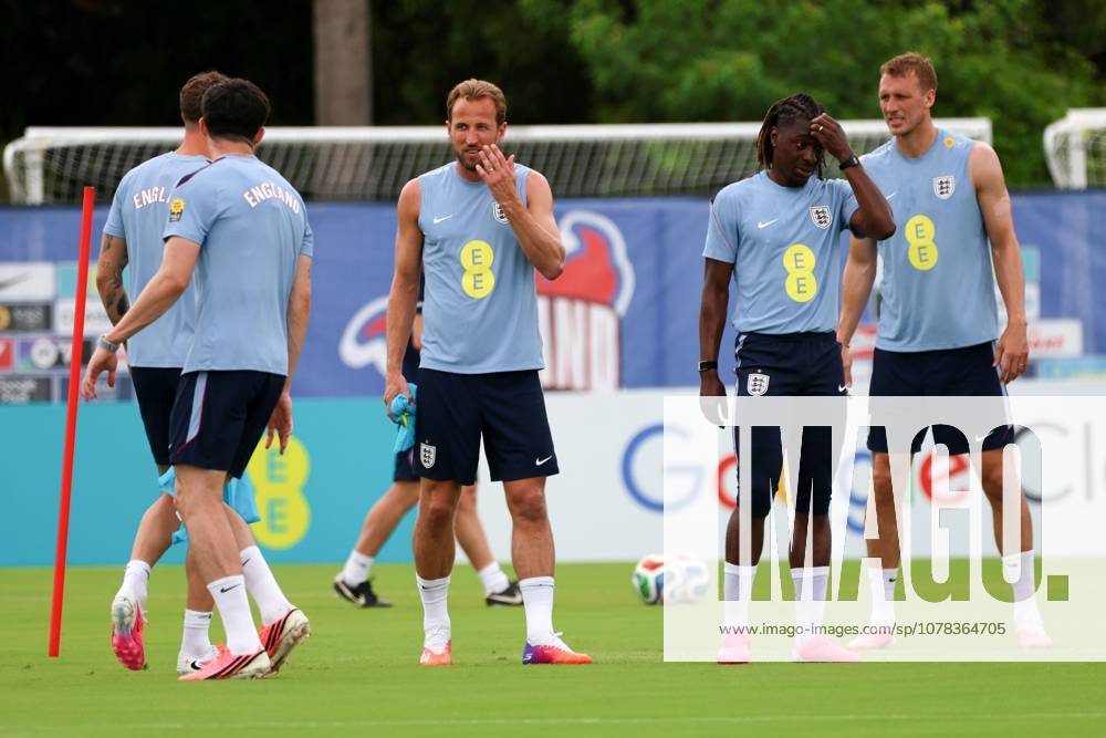 Harry Kane, Eberechi Eze and Dan Burn during a training session England Team Training, 2026 FIFA World Cup, WM, Weltmeisterschaft, Fussball Football, Palm Beach Gardens, Palm Beach, Florida, USA - 09 Jun 2026Florida Florida Blue Training Centre United States of America