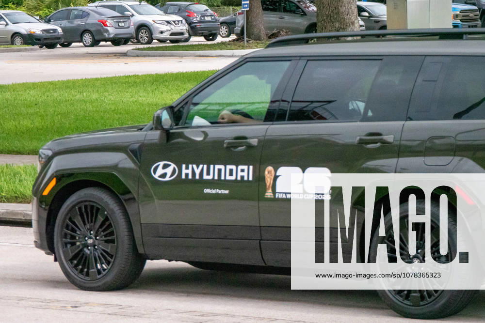 A Hyundai FIFA World Cup, WM, Weltmeisterschaft, Fussball 2026 partner vehicle is seen outside FAU Stadium in Boca Raton, Florida, on Tuesday as CuraoÂßao held a closed training session ahead of its firstÃ¢â‚¬˜ever World Cup match against Germany. Boca Raton USA - ZUMAc343 20260609_znp_c343_001