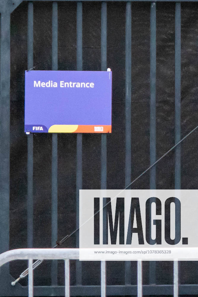A media entrance sign is seen outside FAU Stadium in Boca Raton, Florida, on Tuesday as CuraoÂßao trained behind closed doors before its World Cup debut vs Germany. Boca Raton USA - ZUMAc343 20260609_znp_c343_003