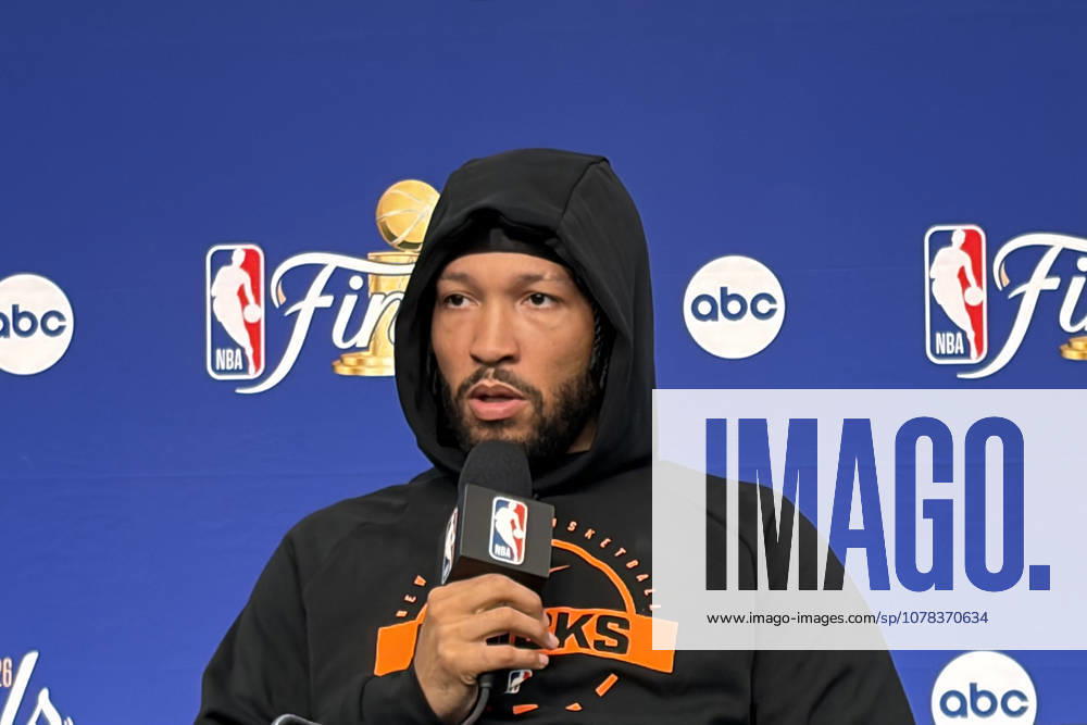 New York Knicks player Jalen Brunson said during a press conference, PK, Pressekonferenz in New York, United States, 09 June 2026, that he feels he has played at an average level in the first three games of the NBA, Basketball Herren, USA Finals, which New York leads 2-1 against the Spurs. Brunson says he has played at an average level in the NBA Finals !ACHTUNG: NUR REDAKTIONELLE NUTZUNG!
