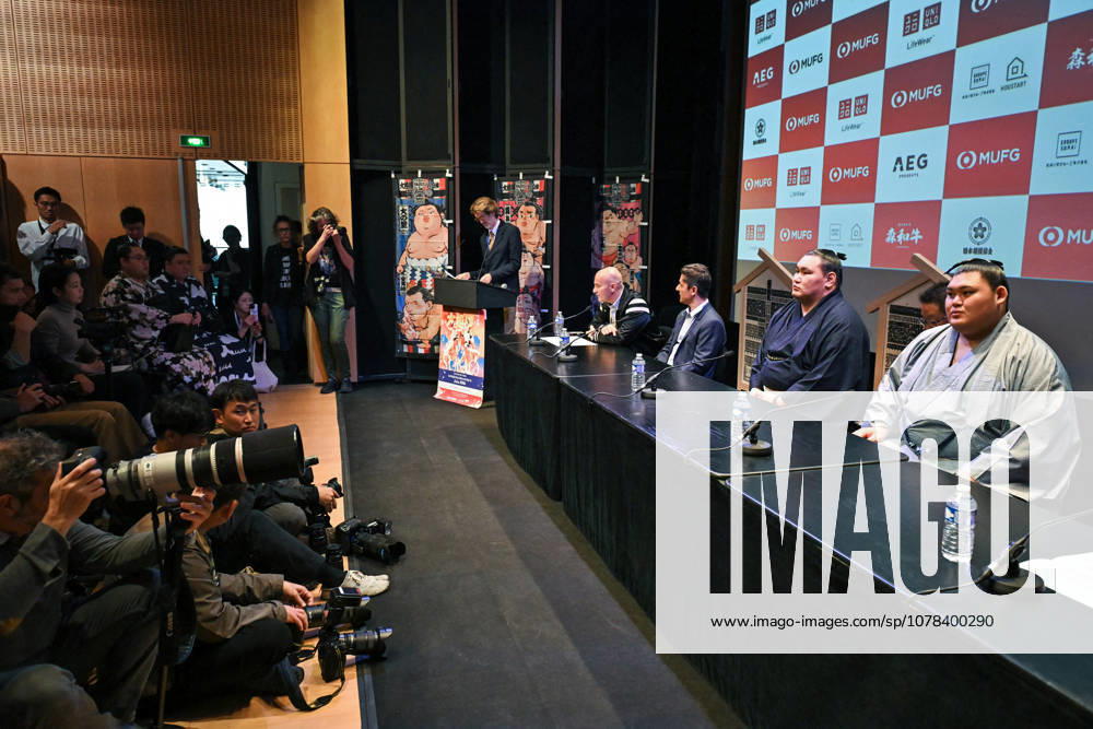 MUFG Paris Sumo Tournament press conference, PK, Pressekonferenz - Paris Hoshoryu Tomokatsu and Onosato Daiki hold a press conference for the MUFG Paris Sumo Tournament 2026 in Paris on June 11, 2026. Photo by Firas Abdullah ABACAPRESS.COM Paris Ile-de-France France