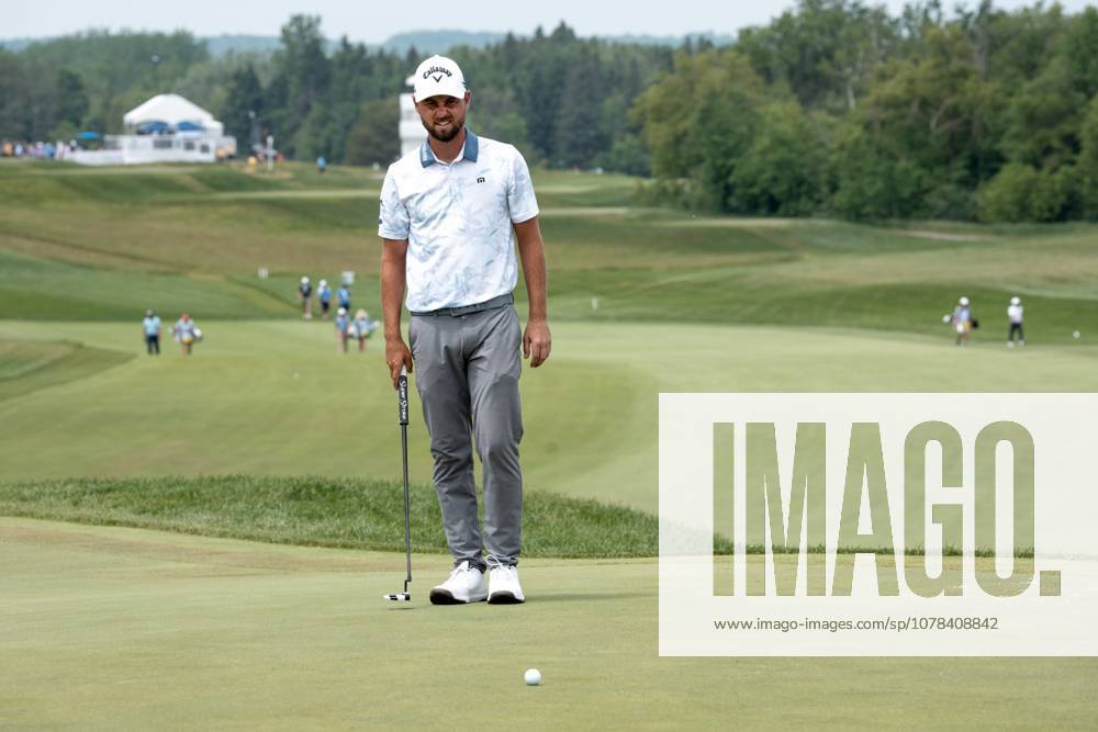 Adam Svensson, of Vancouver, lines up his putt on the 9th green in the first round of the RBC Canadian Open in Caledon, Ont. on Thursday June 11, 2026. Canada News - June 11, 2026 - ZUMAc35_ 20260611_zaf_c35_033