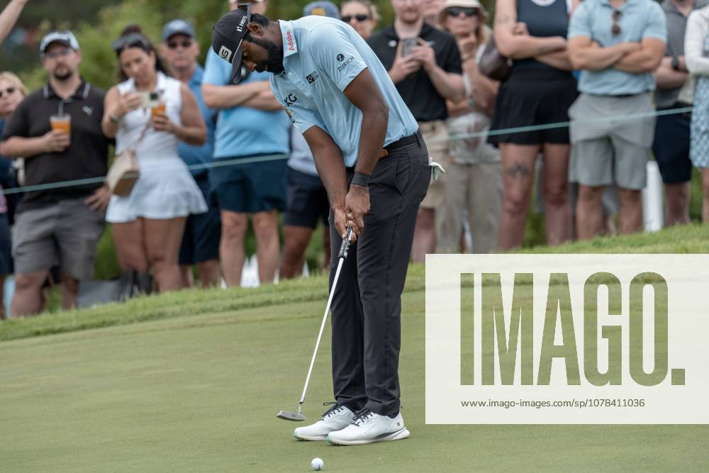 American Sahith Theegala putts on the 5th green during the first round of the RBC Canadian Open in Caledon, Ont., on Thursday June 11, 2026. Canada News - June 11, 2026 - ZUMAc35_ 20260611_zaf_c35_058