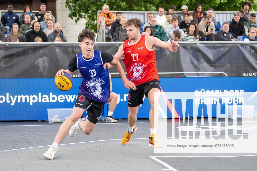 Duel between Bela Doleviczenyi Team Brisbane, 33 and Bart van Schaik Team Utrecht, 27 Innside 3x3 Circus, Basketball, Group Stage, D Sports, 13 06 2026 Innside 3x3 Circus, Basketball, Group Stage, D Sports, 13 06 2026 Duesseldorf