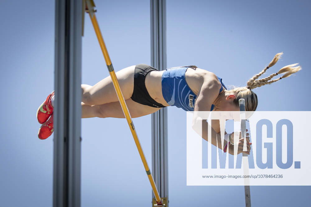 MANNHEIM, GERMANY - JUNE 13, 2026 : Paula Legner (GER LAZ Zweibruecken) competing in the women’s U20 pole vault during the Juniorengala 2026 at Michael-Hoffmann-Stadion on June 13, 2026 in Mannheim, Germany. Baden-Wuerttemberg Germany