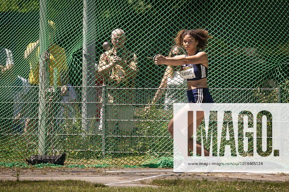 MANNHEIM, GERMANY - JUNE 13, 2026 : Nova Queen Kienast (GER Berlin Athletics Capital Club) competing in the women’s U20 hammer throw during the Juniorengala 2026 at Michael-Hoffmann-Stadion on June 13, 2026 in Mannheim, Germany. Baden-Wuerttemberg Germany