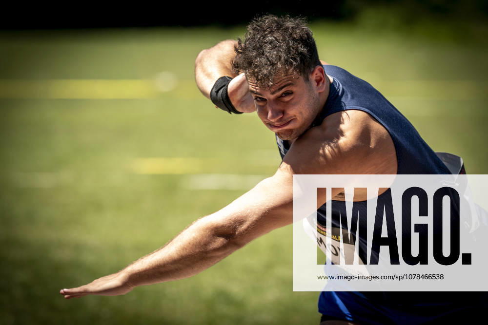 MANNHEIM, GERMANY - JUNE 13, 2026 : Idoh Mor (ISR Israel) competing in the men’s U20 shot put during the Juniorengala 2026 at Michael-Hoffmann-Stadion on June 13, 2026 in Mannheim, Germany. Baden-Wuerttemberg Germany