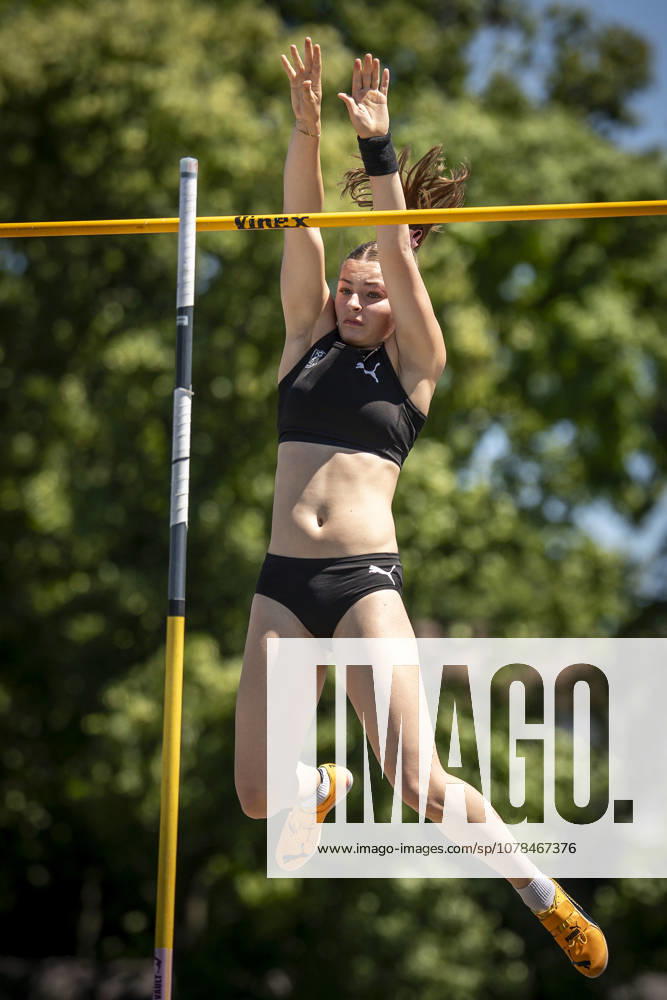 MANNHEIM, GERMANY - JUNE 13, 2026 : Mira Drissler (GER MTG Mannheim) competing in the women’s U20 pole vault during the Juniorengala 2026 at Michael-Hoffmann-Stadion on June 13, 2026 in Mannheim, Germany. Baden-Wuerttemberg Germany