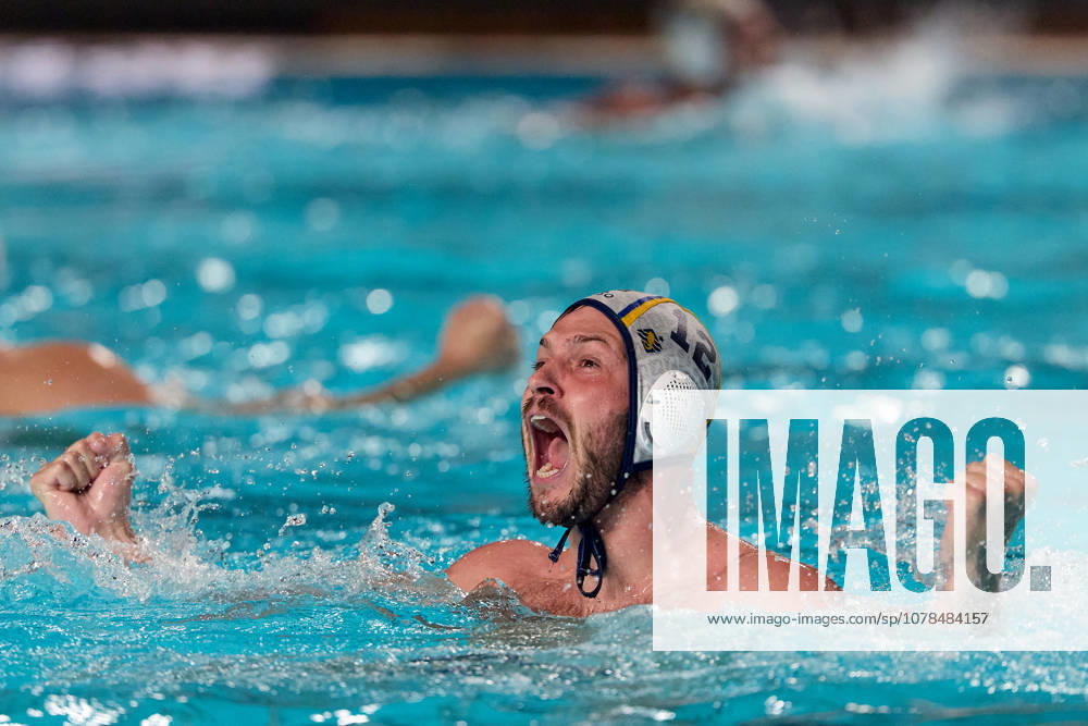 Alejandro Bustos Sanchez of Zodiac CNAB reacts in celebration after winning the European Aquatics Mens Water polo, Wasserball Champions League gold‘medal match against Pro Recco at the National Pool, Tal‘Qroqq, Malta, on 13 June 2026. Zodiac CNAB v Pro Recco - Mens Water Polo Men Champions League 2026 Final; EA_CL_2026_MLT