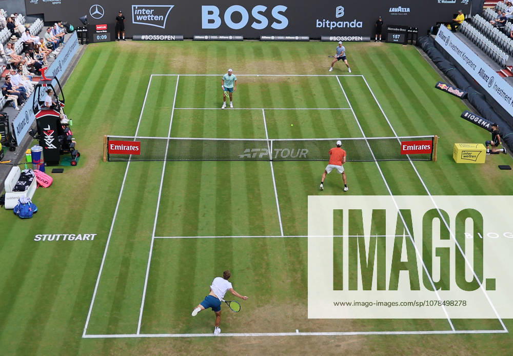 Boss Open 2026, ATP Tour 250 Stuttgart, TTC Weissenhof, Tennis, Sport, in the picture Doubles Final 2026 at Boss Open, Daniil Glinka EST and Stefanos Sakellardis GRE vs Jan Lennard Struff GER and Yannick Hanfmann GER