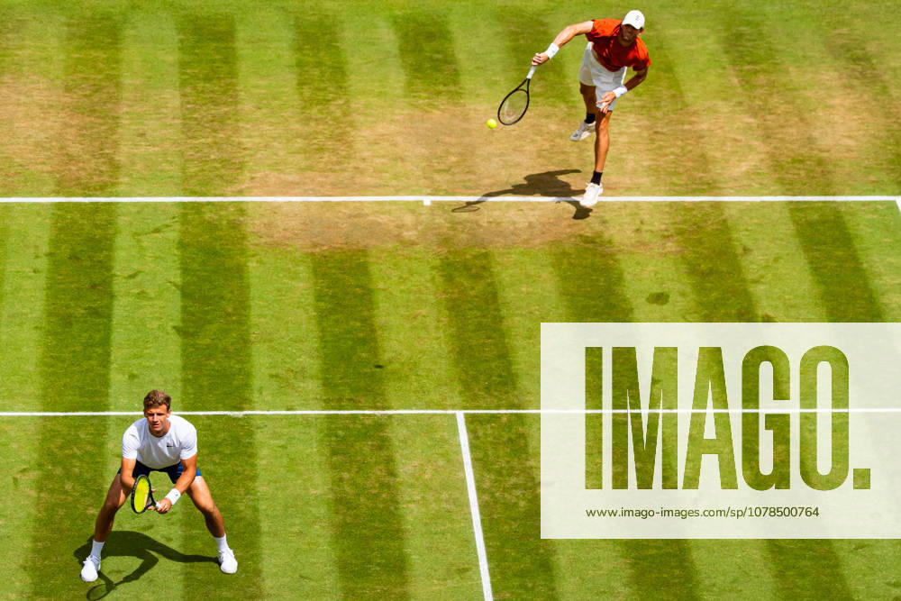 Daniil Glinka (EST) and Stefanos Sakellaridis (GRC) during the Singles Final Match between Daniil Glinka (EST) and Stefanos Sakellaridis (GRC) vs. Yannik Hanfmann (GER) and Jan-Lennard Struff (GER) at BOSS OPEN 2026, Tennisanlage Weissenhof on June 14, 2026 in Stuttgart, Germany. Baden-Württemberg Germany