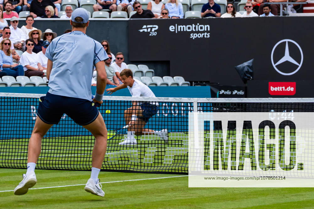 Daniil Glinka (EST) and Yannik Hanfmann (GER) during the Doubles Final Match between Daniil Glinka (EST) and Stefanos Sakellaridis (GRC) vs. Yannik Hanfmann (GER) and Jan-Lennard Struff (GER) at BOSS OPEN 2026, Tennisanlage Weissenhof on June 14, 2026 in Stuttgart, Germany. Baden-Württemberg Germany