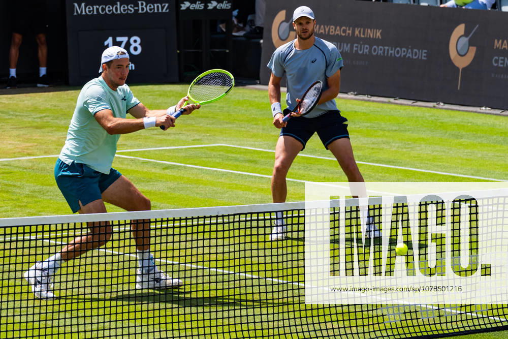 Yannik Hanfmann (GER) and Jan-Lennard Struff (GER) during the Doubles Final Match between Daniil Glinka (EST) and Stefanos Sakellaridis (GRC) vs. Yannik Hanfmann (GER) and Jan-Lennard Struff (GER) at BOSS OPEN 2026, Tennisanlage Weissenhof on June 14, 2026 in Stuttgart, Germany. Baden-Württemberg Germany