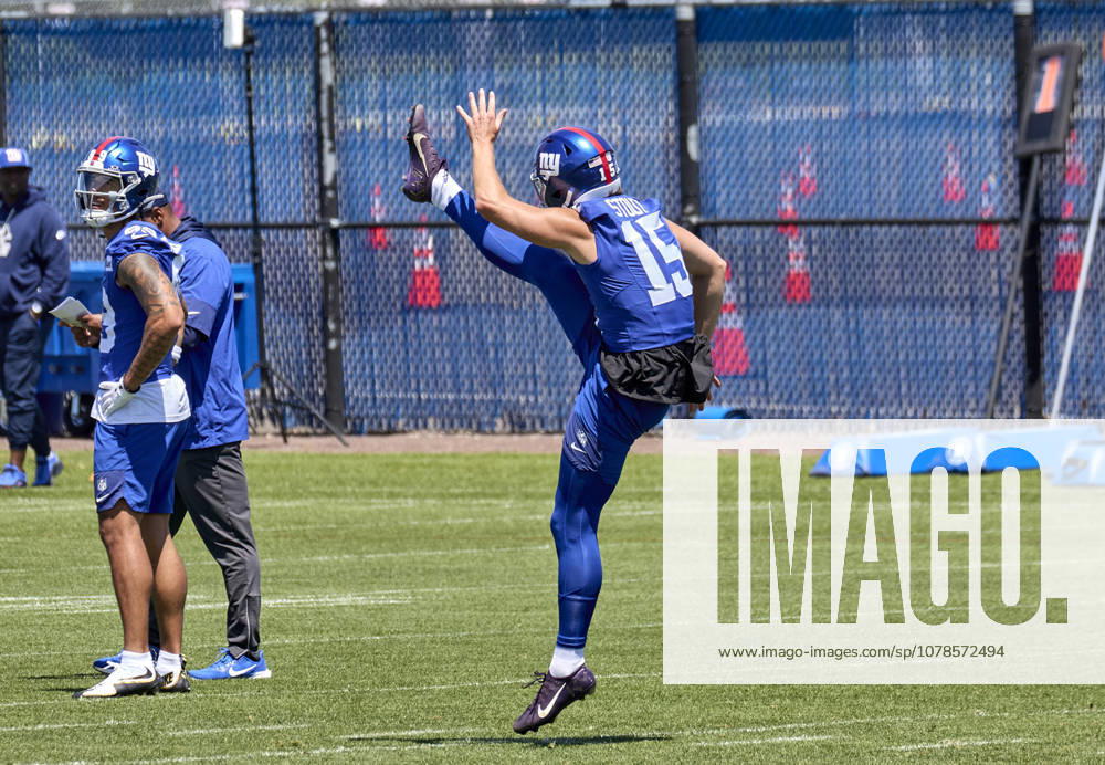 New York Giants punter Jordan Stout (15) during minicamp held at the Quest Diagnostics Training Center in East Rutherford, New Jersey. CSM NFL, American Football Herren, USA 2026: NY Giants Minicamp June 09 - ZUMAc04_ 20260616_zma_c04_013