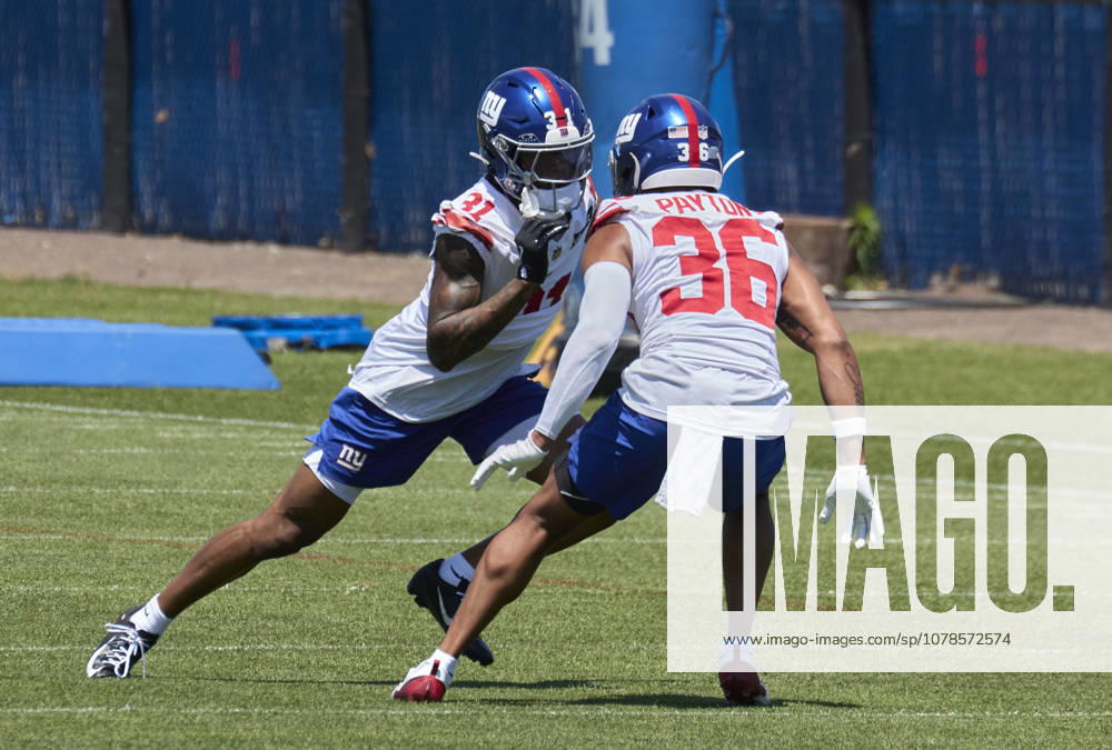 New York Giants cornerback Nic Jones (31) and Rico Payton (36) during minicamp held at the Quest Diagnostics Training Center in East Rutherford, New Jersey. CSM NFL, American Football Herren, USA 2026: NY Giants Minicamp June 09 - ZUMAc04_ 20260616_zma_c04_017