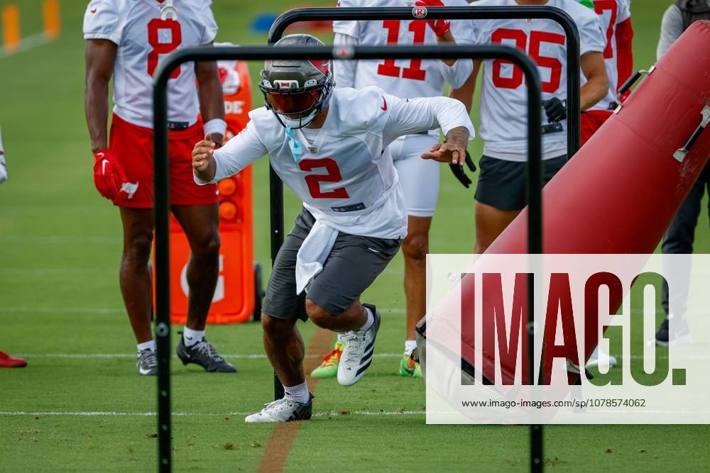 Tampa Bay Buccaneers wide receiver Emeka Egbuka (2) runs underneath some hurdles, while he works on a passing drill during mandatory mini-camp at the AdventHealth Training Center in Tampa on Tuesday, June 16, 2026. Tampa USA - ZUMAs70_ 0859278620st
