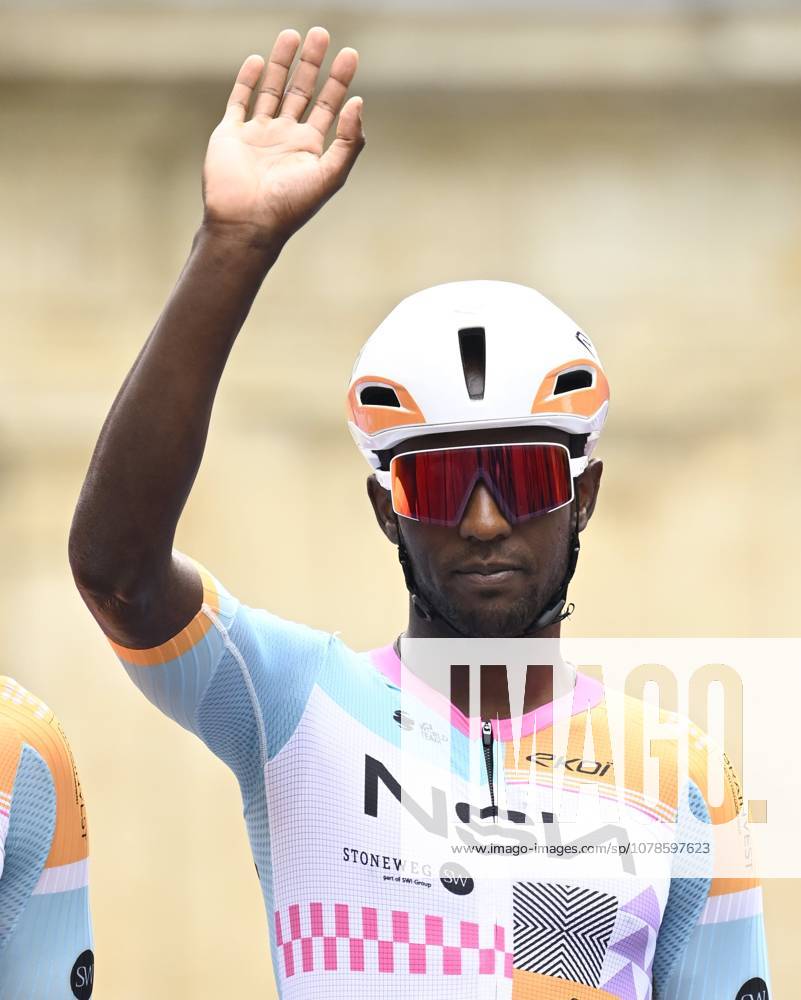 Baloise Belgium Tour 2026 Stage 1 SCHERPENHEUVEN-ZICHEM, BELGIUM - JUNE 17 : Girmay Biniam (ERI) of NSN Cycling Team during stage 1 of the 95th edition of Baloise Tour of Belgium an UCI ProSeries 2.Pro cycling road race stage for Men Elite of 187.9 km with start in Scherpenheuven-Zichem and finish in Scherpenheuven-Zichem on June 17, 2026 in Scherpenheuven-Zichem, Belgium, 17 06 2026 ( Motordriver Stephan Boone - Scherpenheuven-Zichem Belgium