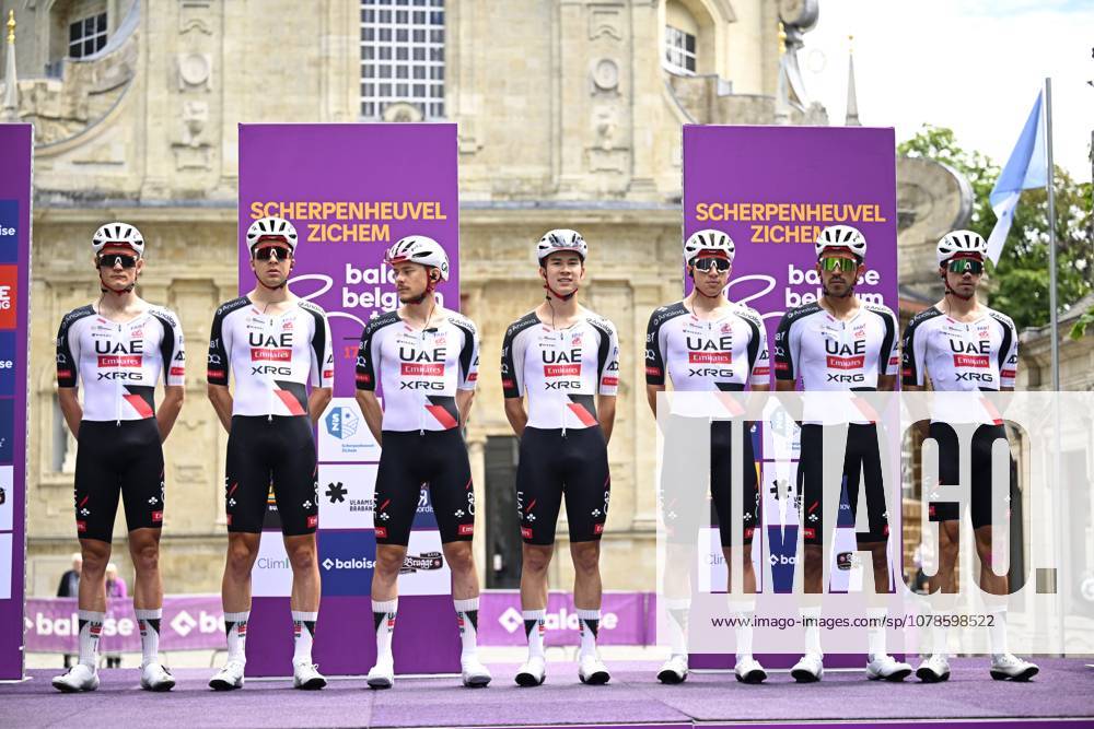 Baloise Belgium Tour 2026 Stage 1 SCHERPENHEUVEN-ZICHEM, BELGIUM - JUNE 17 : team UAE Team Emirates - XRG during stage 1 of the 95th edition of Baloise Tour of Belgium an UCI ProSeries 2.Pro cycling road race stage for Men Elite of 187.9 km with start in Scherpenheuven-Zichem and finish in Scherpenheuven-Zichem on June 17, 2026 in Scherpenheuven-Zichem, Belgium, 17 06 2026 ( Motordriver Stephan Boone - Scherpenheuven-Zichem Belgium
