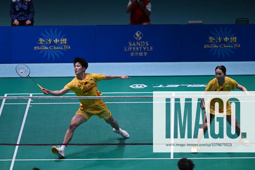 Li Hongyi and Huang Kexin of China compete in the Mixed Doubles Quarterfinal match against Jiang Zhenbang and Wei Yaxin of China on day 4 of Macao Open Badminton 2026 at Macao East Asian Games Dome on June 19, 2026 in Macau, China.