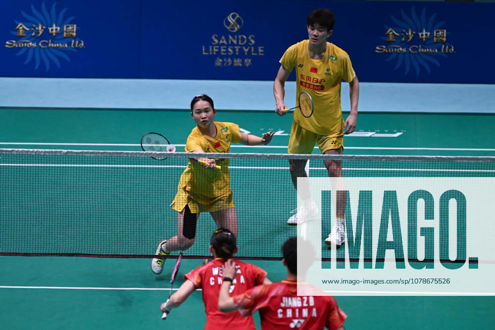 Li Hongyi and Huang Kexin of China compete in the Mixed Doubles Quarterfinal match against Jiang Zhenbang and Wei Yaxin of China on day 4 of Macao Open Badminton 2026 at Macao East Asian Games Dome on June 19, 2026 in Macau, China.
