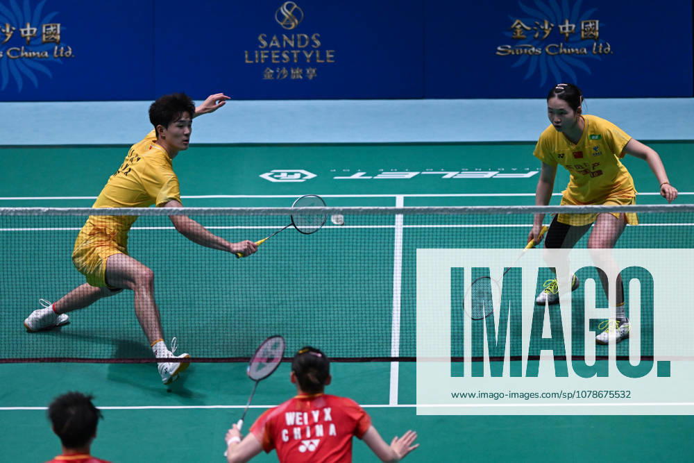 Li Hongyi and Huang Kexin of China compete in the Mixed Doubles Quarterfinal match against Jiang Zhenbang and Wei Yaxin of China on day 4 of Macao Open Badminton 2026 at Macao East Asian Games Dome on June 19, 2026 in Macau, China.