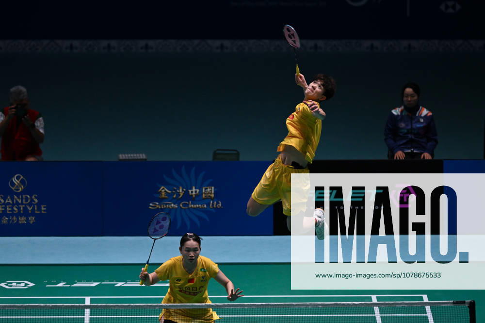 Li Hongyi and Huang Kexin of China compete in the Mixed Doubles Quarterfinal match against Jiang Zhenbang and Wei Yaxin of China on day 4 of Macao Open Badminton 2026 at Macao East Asian Games Dome on June 19, 2026 in Macau, China.