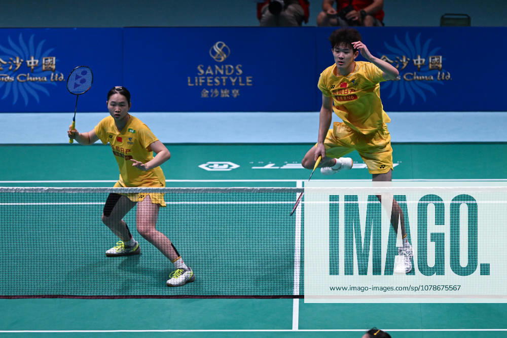 Li Hongyi and Huang Kexin of China compete in the Mixed Doubles Quarterfinal match against Jiang Zhenbang and Wei Yaxin of China on day 4 of Macao Open Badminton 2026 at Macao East Asian Games Dome on June 19, 2026 in Macau, China.