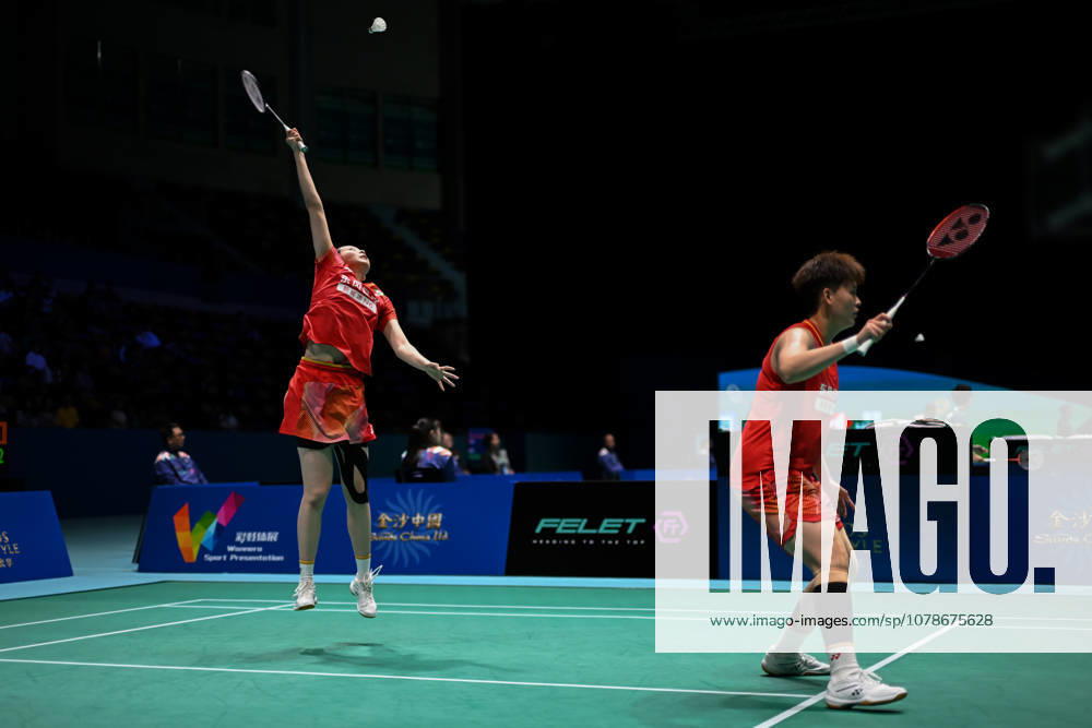Liao Lixi and Shen Shiyao of China compete in the Women s Doubles Quarterfinal match against Chen Fan Shutian and Liu Jiayue of China on day 4 of Macao Open Badminton 2026 at Macao East Asian Games Dome on June 19, 2026 in Macao, China.