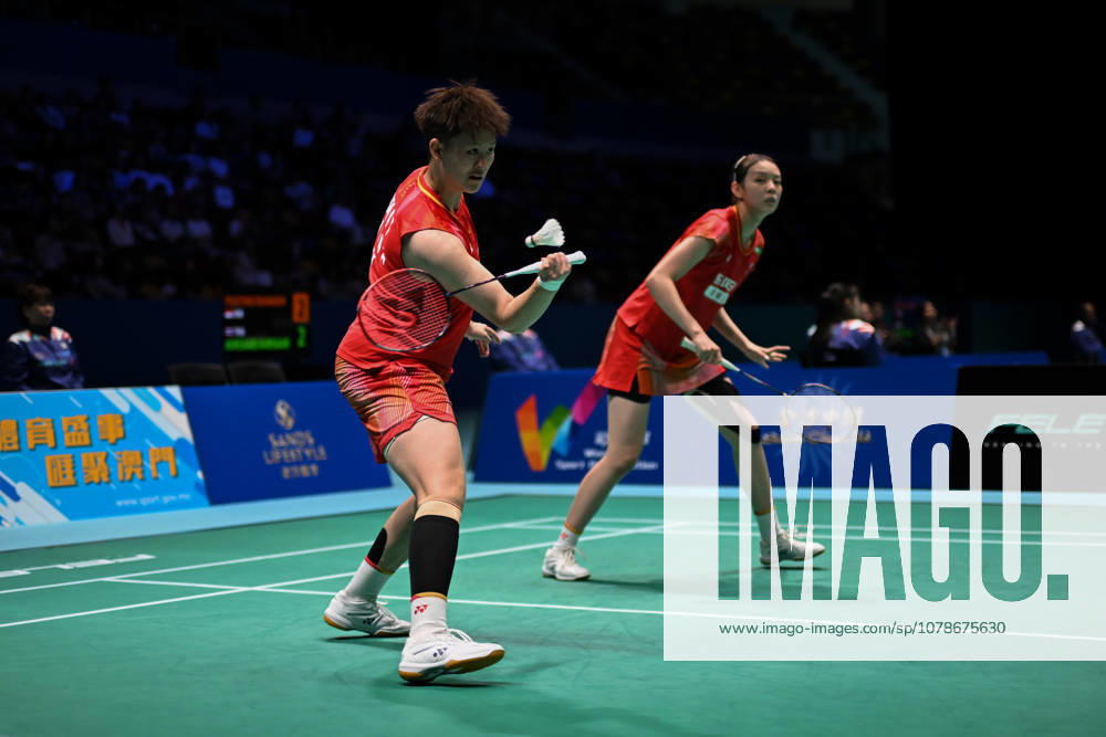 Liao Lixi and Shen Shiyao of China compete in the Women s Doubles Quarterfinal match against Chen Fan Shutian and Liu Jiayue of China on day 4 of Macao Open Badminton 2026 at Macao East Asian Games Dome on June 19, 2026 in Macao, China.