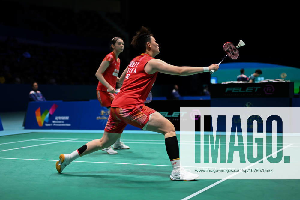 Liao Lixi and Shen Shiyao of China compete in the Women s Doubles Quarterfinal match against Chen Fan Shutian and Liu Jiayue of China on day 4 of Macao Open Badminton 2026 at Macao East Asian Games Dome on June 19, 2026 in Macao, China.
