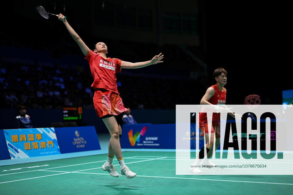 Liao Lixi and Shen Shiyao of China compete in the Women s Doubles Quarterfinal match against Chen Fan Shutian and Liu Jiayue of China on day 4 of Macao Open Badminton 2026 at Macao East Asian Games Dome on June 19, 2026 in Macao, China.