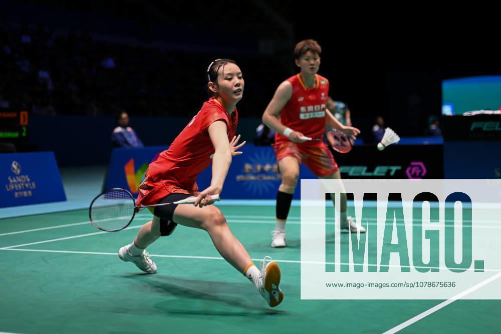 Liao Lixi and Shen Shiyao of China compete in the Women s Doubles Quarterfinal match against Chen Fan Shutian and Liu Jiayue of China on day 4 of Macao Open Badminton 2026 at Macao East Asian Games Dome on June 19, 2026 in Macao, China.