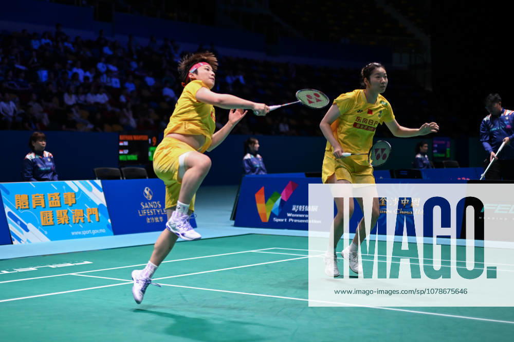 Chen Fan Shutian and Liu Jiayue of China compete in the Women s Doubles Quarterfinal match against Liao Lixi and Shen Shiyao of China on day 4 of Macao Open Badminton 2026 at Macao East Asian Games Dome on June 19, 2026 in Macao, China.