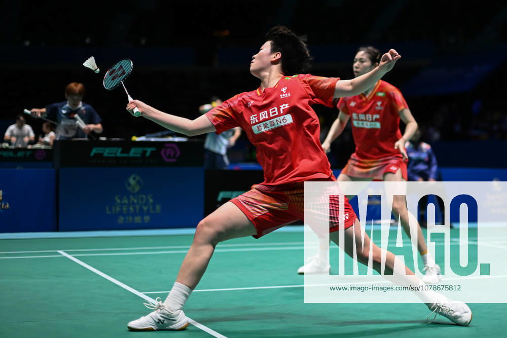 Bao Lijing and Cao Zihan of China compete in the Women s Doubles Quarterfinal match against Yi En Hsieh and Teng Chun Hsun of Chinese Taipei on day 4 of Macao Open Badminton 2026 at Macao East Asian Games Dome on June 19, 2026 in Macao, China.