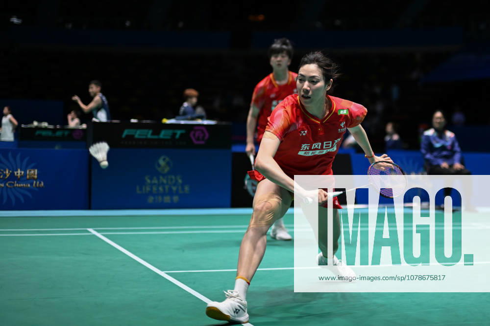 Bao Lijing and Cao Zihan of China compete in the Women s Doubles Quarterfinal match against Yi En Hsieh and Teng Chun Hsun of Chinese Taipei on day 4 of Macao Open Badminton 2026 at Macao East Asian Games Dome on June 19, 2026 in Macao, China.