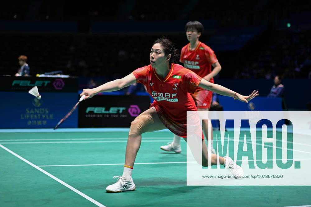 Bao Lijing and Cao Zihan of China compete in the Women s Doubles Quarterfinal match against Yi En Hsieh and Teng Chun Hsun of Chinese Taipei on day 4 of Macao Open Badminton 2026 at Macao East Asian Games Dome on June 19, 2026 in Macao, China.