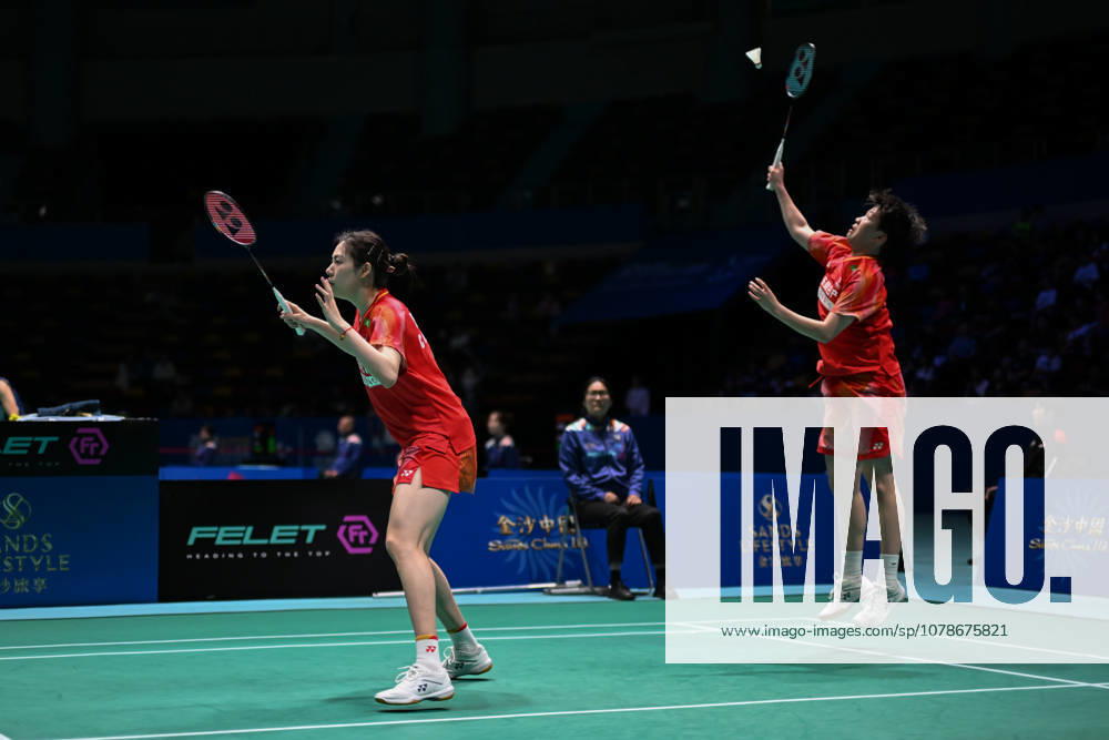 Bao Lijing and Cao Zihan of China compete in the Women s Doubles Quarterfinal match against Yi En Hsieh and Teng Chun Hsun of Chinese Taipei on day 4 of Macao Open Badminton 2026 at Macao East Asian Games Dome on June 19, 2026 in Macao, China.