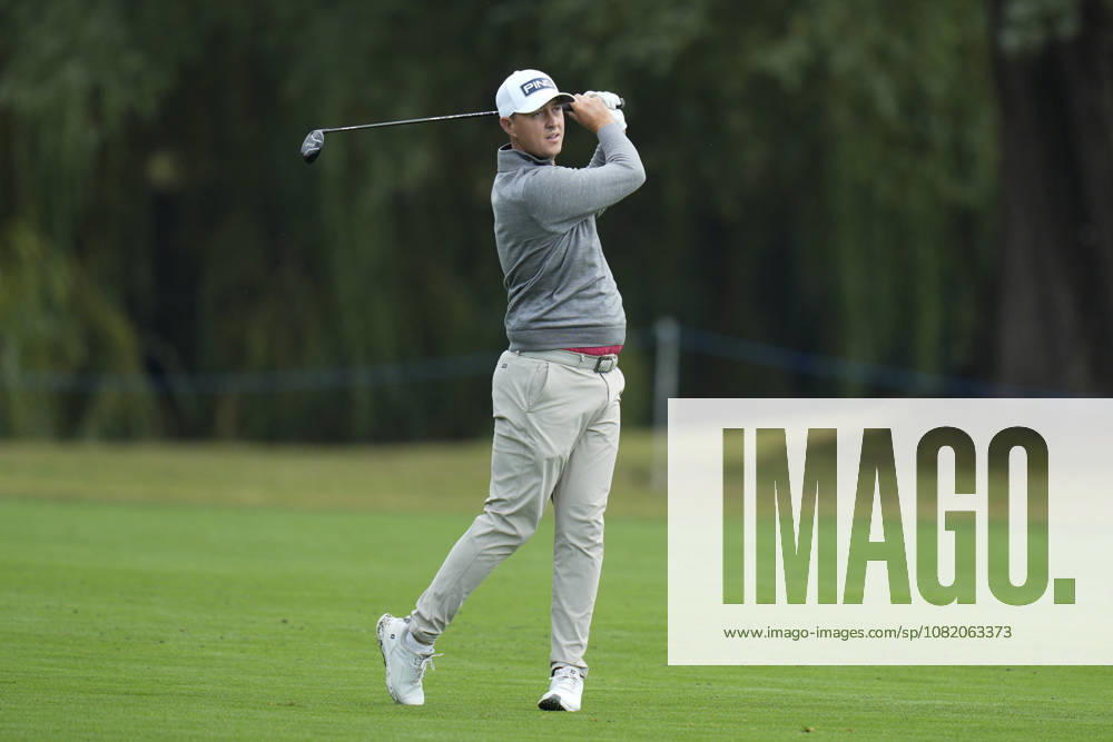 SUTTON COLDFIELD, ENGLAND - AUG 28: Joe Dean (ENG) plays from the eighth fairway during the completion of the delayed Round 1 at the 2026 Husqvarna British Masters at The Belfry, Sutton Coalfield on August 28, 2026 in Warwickshire, England The 2026 Husqvarna British Masters