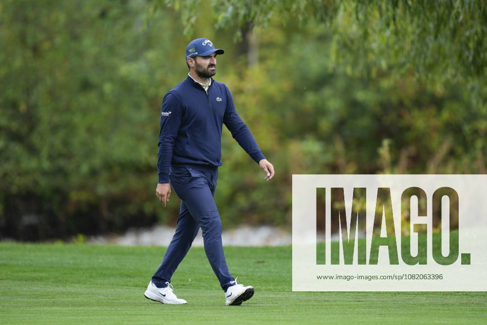 SUTTON COLDFIELD, ENGLAND - AUG 28: Antoine Rozner (FRA) walks down the eighth fairway during the completion of the delayed Round 1 at the 2026 Husqvarna British Masters at The Belfry, Sutton Coalfield on August 28, 2026 in Warwickshire, England The 2026 Husqvarna British Masters
