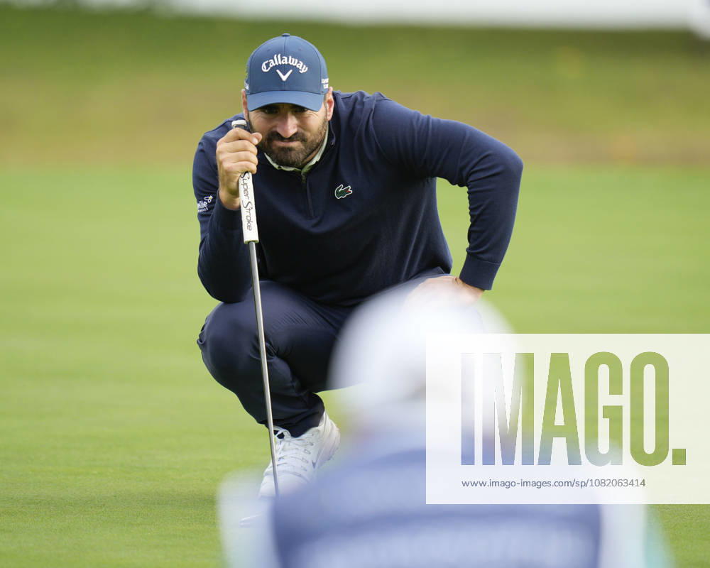 SUTTON COLDFIELD, ENGLAND - AUG 28: Antoine Rozner (FRA) lines up a putt on the eighth green during the completion of the delayed Round 1 at the 2026 Husqvarna British Masters at The Belfry, Sutton Coalfield on August 28, 2026 in Warwickshire, England The 2026 Husqvarna British Masters