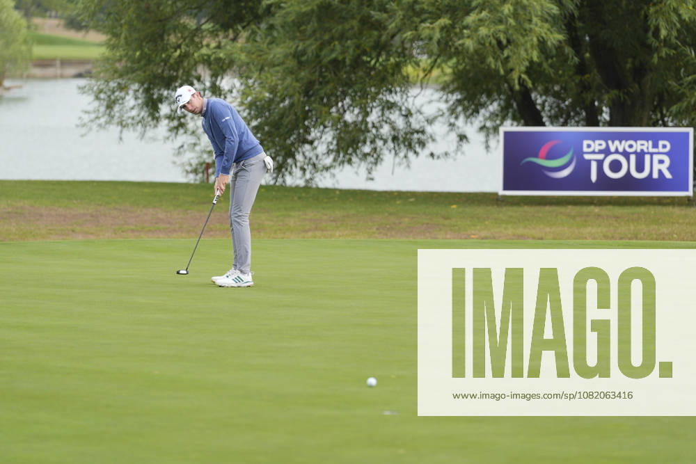 SUTTON COLDFIELD, ENGLAND - AUG 28: Tom McKibbin (NIR) putts on the eighth green during the completion of the delayed Round 1 at the 2026 Husqvarna British Masters at The Belfry, Sutton Coalfield on August 28, 2026 in Warwickshire, England The 2026 Husqvarna British Masters