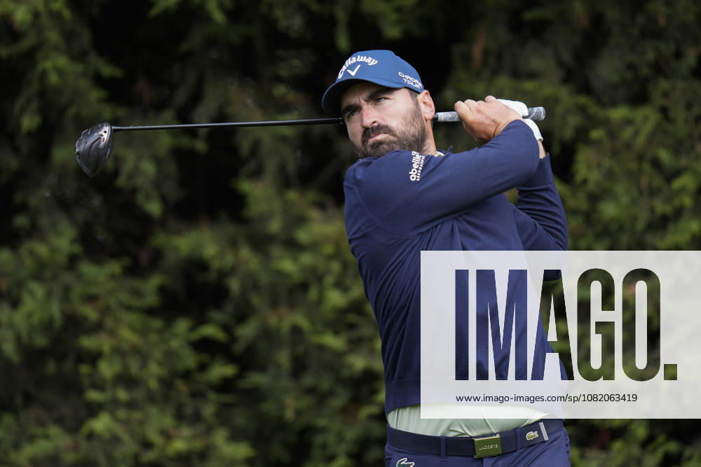 SUTTON COLDFIELD, ENGLAND - AUG 28: Antoine Rozner (FRA) plays from the ninth tee during the completion of the delayed Round 1 at the 2026 Husqvarna British Masters at The Belfry, Sutton Coalfield on August 28, 2026 in Warwickshire, England The 2026 Husqvarna British Masters