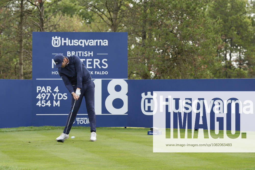 SUTTON COLDFIELD, ENGLAND - AUG 28: Nacho Elvira (ESP) plays from the eighteenth tee during the completion of the delayed Round 1 at the 2026 Husqvarna British Masters at The Belfry, Sutton Coalfield on August 28, 2026 in Warwickshire, England The 2026 Husqvarna British Masters