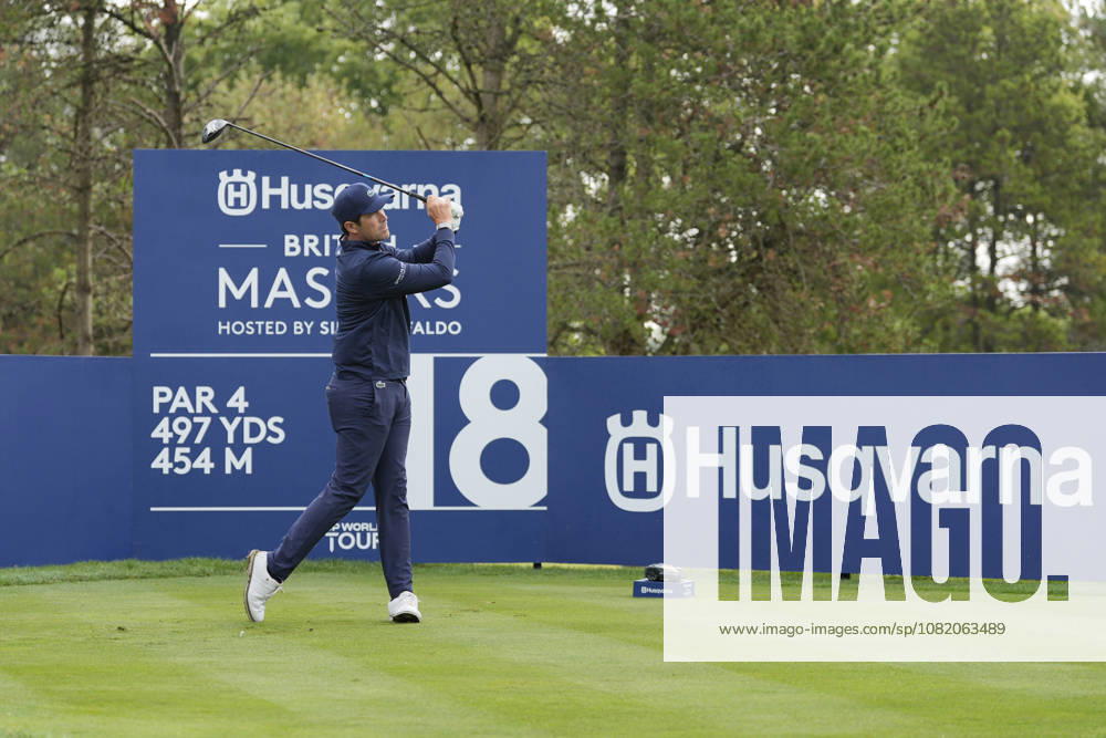 SUTTON COLDFIELD, ENGLAND - AUG 28: Nacho Elvira (ESP) plays from the eighteenth tee during the completion of the delayed Round 1 at the 2026 Husqvarna British Masters at The Belfry, Sutton Coalfield on August 28, 2026 in Warwickshire, England The 2026 Husqvarna British Masters